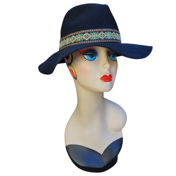 Peter Grimm True Character Black Southwestern Boho Wool Felt Floppy Hat - Picture 4 of 11